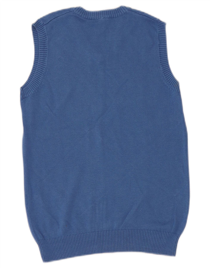 BENETTON Boys Vest Tank Top 8-9 ετών Μεγάλο Μπλε Βαμβακερό
