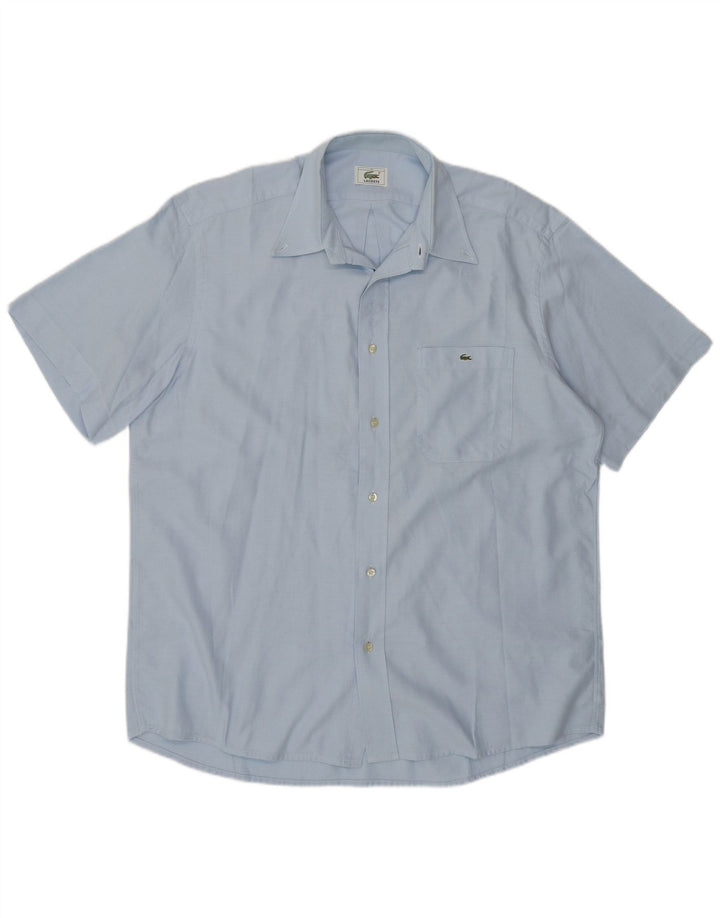 Ανδρικό κοντομάνικο πουκάμισο Lacoste Μέγεθος 41 Μεγάλο μπλε βαμβακερό