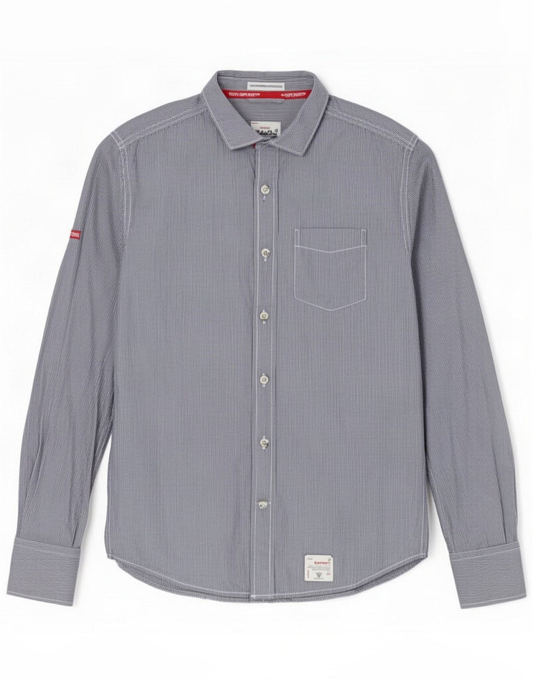 Superdry Ανδρικό πουκάμισο Medium Navy Blue Pinstripe Cotton