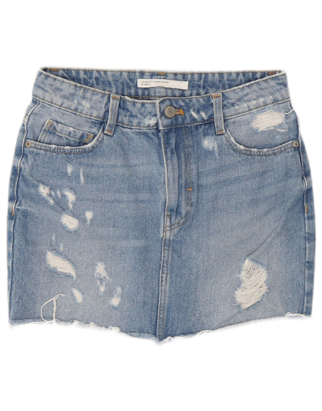Zara Γυναικεία Distressed Mini Τζιν Φούστα XS W24 Μπλε