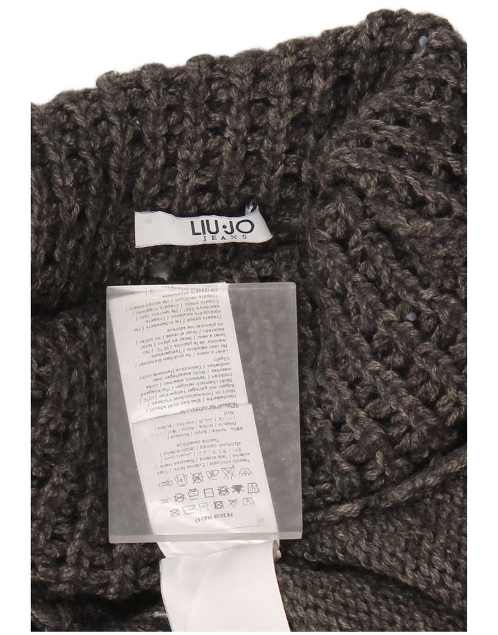Liu Jo Γυναικείο Crop Roll Neck Jumper πουλόβερ UK 14 Large Grey Acrylic