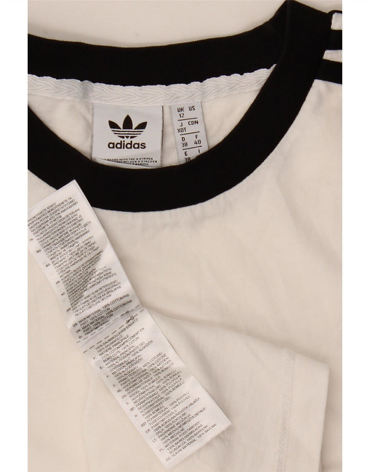 Adidas Γυναικείο T-Shirt Top UK 12 Μεσαίο λευκό βαμβακερό