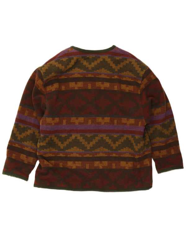 Vintage γυναικεία ζακέτα πουλόβερ UK 18 XL πολύχρωμο γεωμετρικό μαλλί