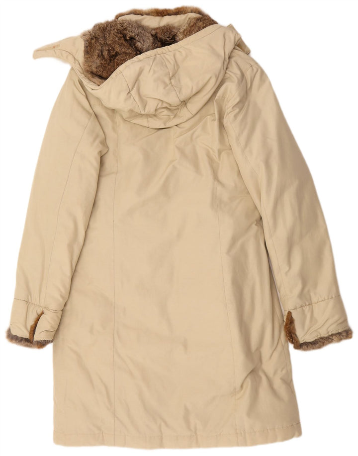 Woolrich Γυναικείο παλτό με κουκούλα UK 12 Βαμβακερό μεσαίο μπεζ