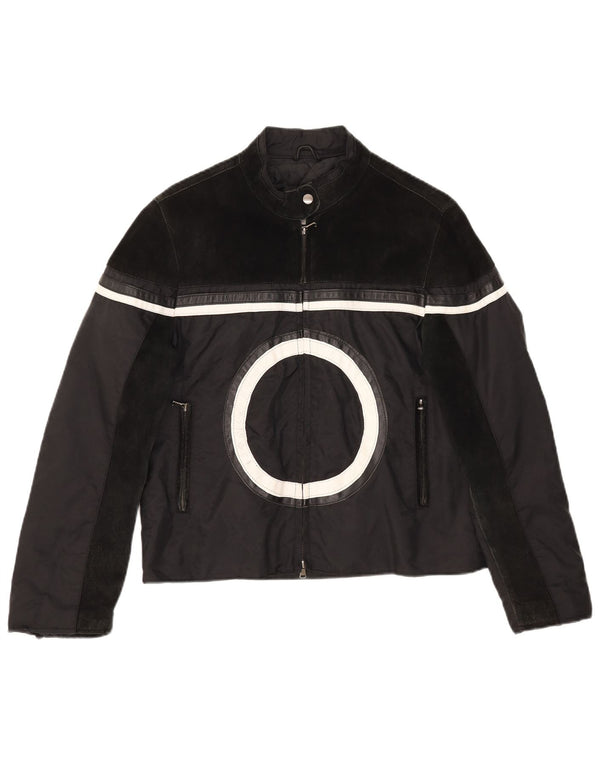 Les Boulevards Womens Graphic Racer Jacket IT 48 XL Black Colourblock