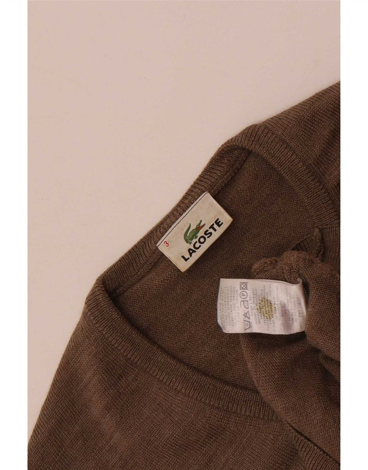 Ανδρικό πουλόβερ Lacoste με V λαιμόκοψη, Μέγεθος 3, Μικρό Καφέ Νέο Μαλλί