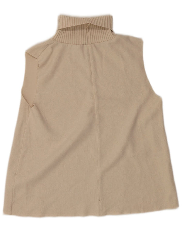 Zara Γυναικείο φανελάκι με ρολό ρεζερβουάρ UK 14 Medium Off White Polyester
