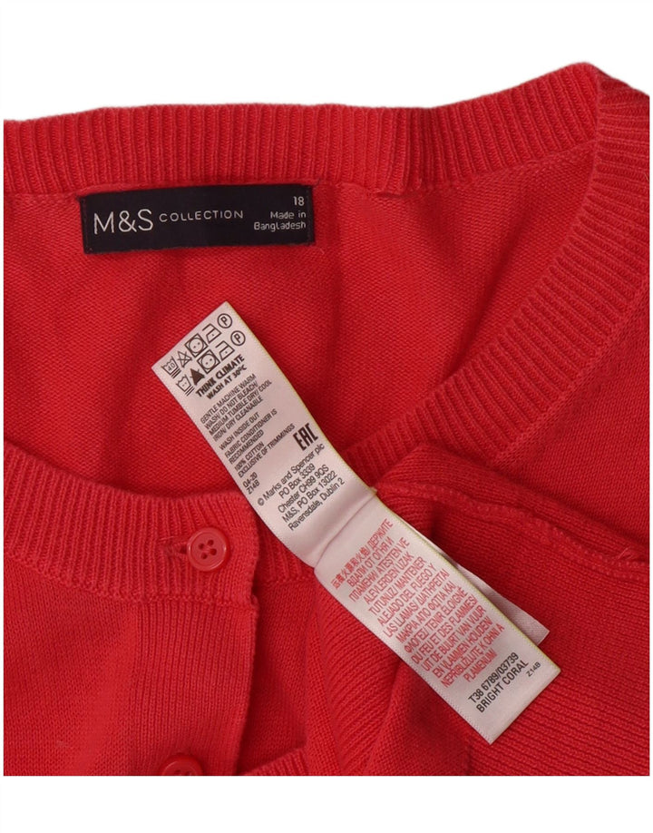 MARKS & SPENCER Γυναικείο πουλόβερ ζακέτα UK 18 XL Ροζ βαμβακερό