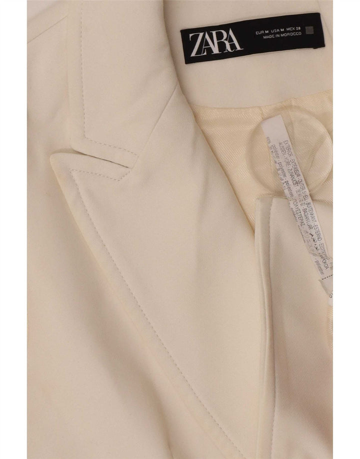 Zara Γυναικείο Αμάνικο Διπλό Μπουφάν Blazer UK 12 Medium White