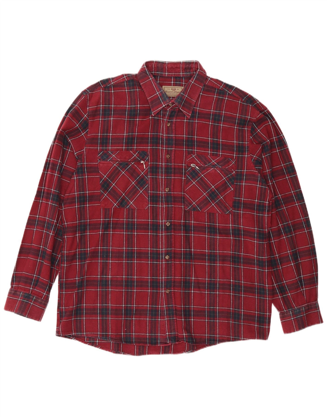 EUROPEAN PROJECT Ανδρικό Φανελένιο Πουκάμισο XL Βουργουνδό βαμβακερό καρό