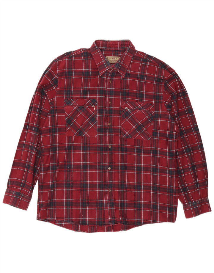 EUROPEAN PROJECT Ανδρικό Φανελένιο Πουκάμισο XL Βουργουνδό βαμβακερό καρό