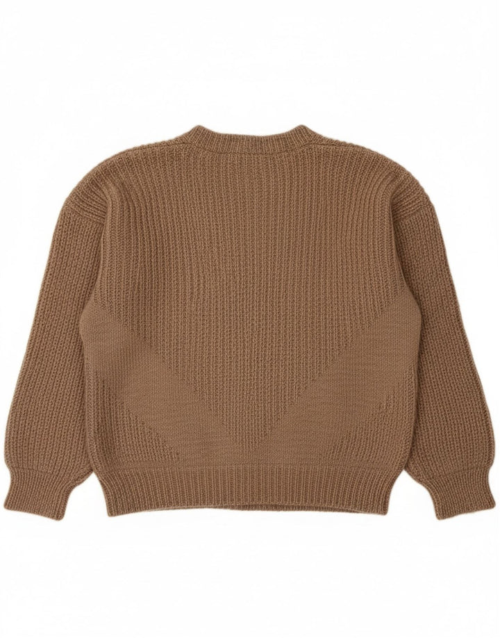 VINTAGE Mens V-Neck Jumper Sweater Medium Brown