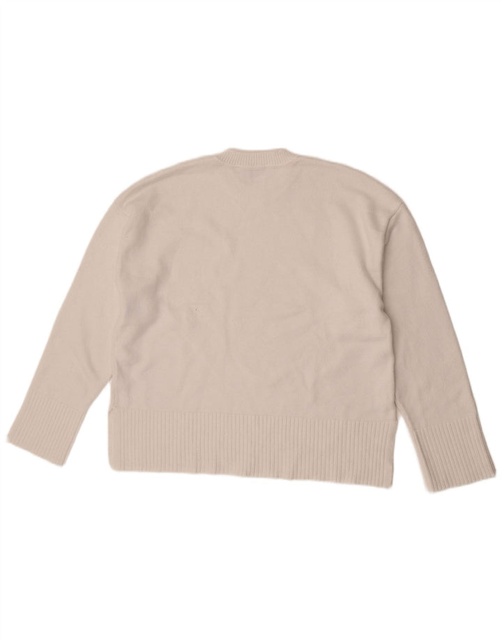 Zara γυναικείο πουλόβερ υπερμεγέθη Crew Neck Jumper UK 10 Small White Viscose