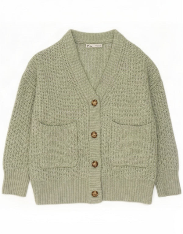 Zara Γυναικείο μανίκι 3/4 Ζακέτα πουλόβερ UK 10 Small Green