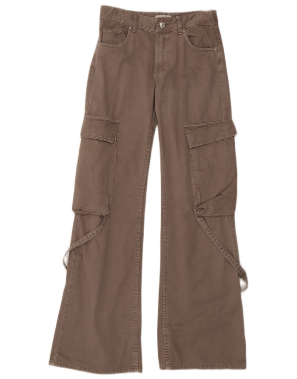 Zara Γυναικείο Φαρδύ Παντελόνι Cargo EU 32 2XS W22 L31 Γκρι βαμβακερό