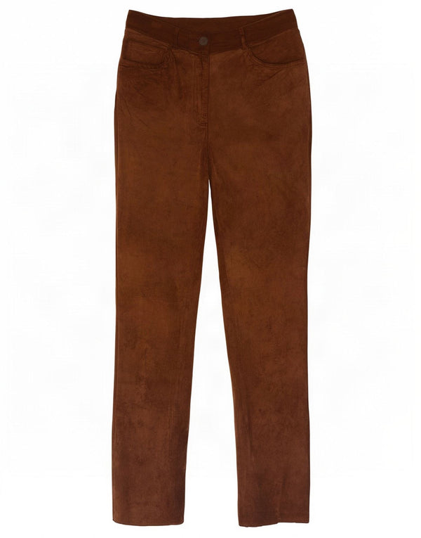 Jones Γυναικείο Slim Suede Παντελόνι EU 36 Small W26 L28 Καφέ Δερμάτινο