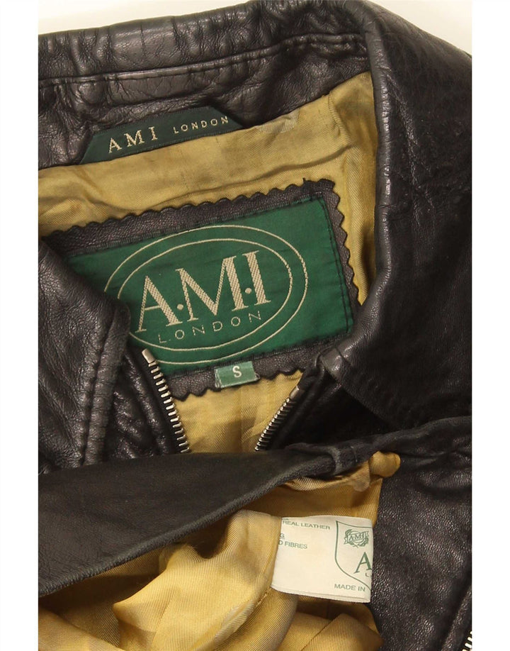 AMI Γυναικείο Δερμάτινο Μπουφάν UK 10 Small Black