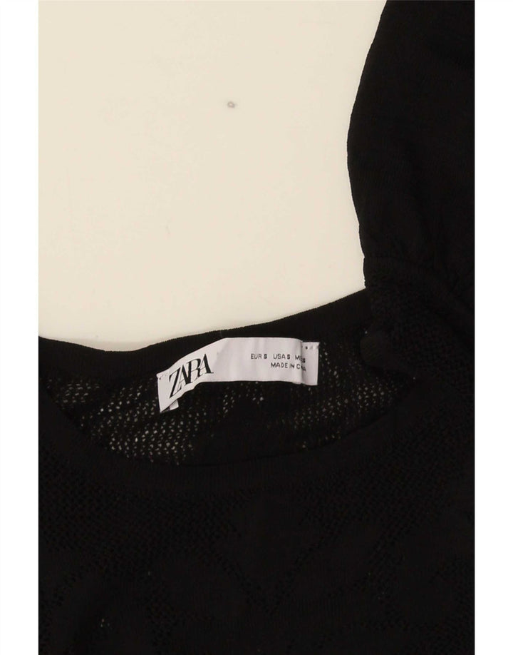 Zara Γυναικεία Πλεκτή Μπλούζα Τοπ UK 8 Small Black