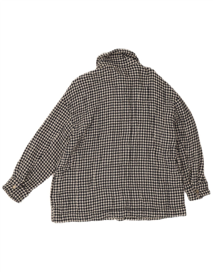 Zara Γυναικείο Bomber Jacket UK 14 Medium Black Houndstooth Βαμβακερό