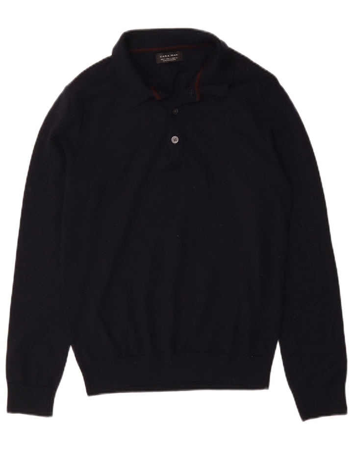 Zara Ανδρικό πουλόβερ Polo Neck Jumper Μικρό Navy Blue
