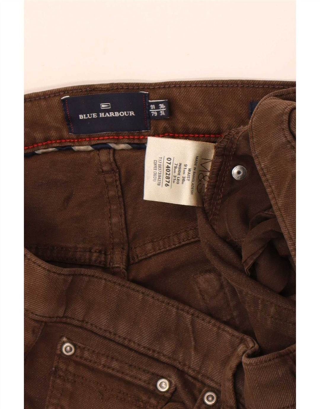 Marks & Spencer Womens Blue Harbor Straight Jeans W36 L31 Καφέ βαμβακερό