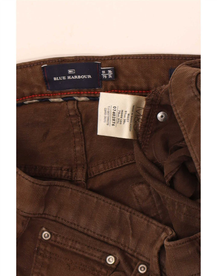 Marks & Spencer Womens Blue Harbor Straight Jeans W36 L31 Καφέ βαμβακερό