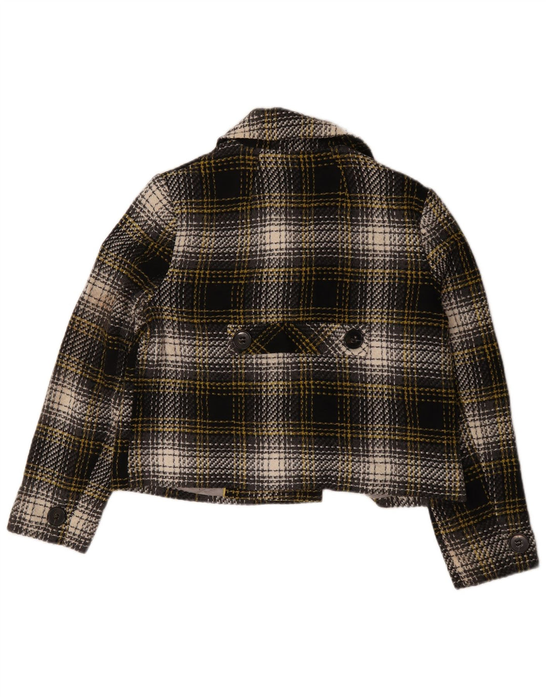 Marks & Spencer Γυναικείο κοντό παλτό μπιζελιού UK 14 Large Black Check Acrylic