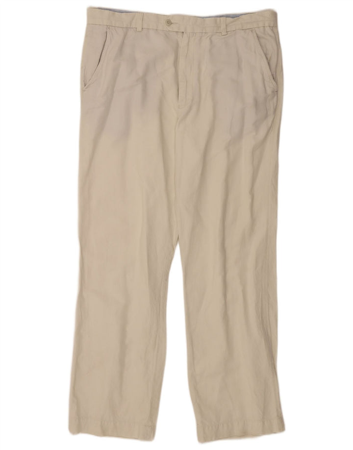 Marks & Spencer Ανδρικό Μπλε Harbour ίσιο παντελόνι W40 L33 Off White