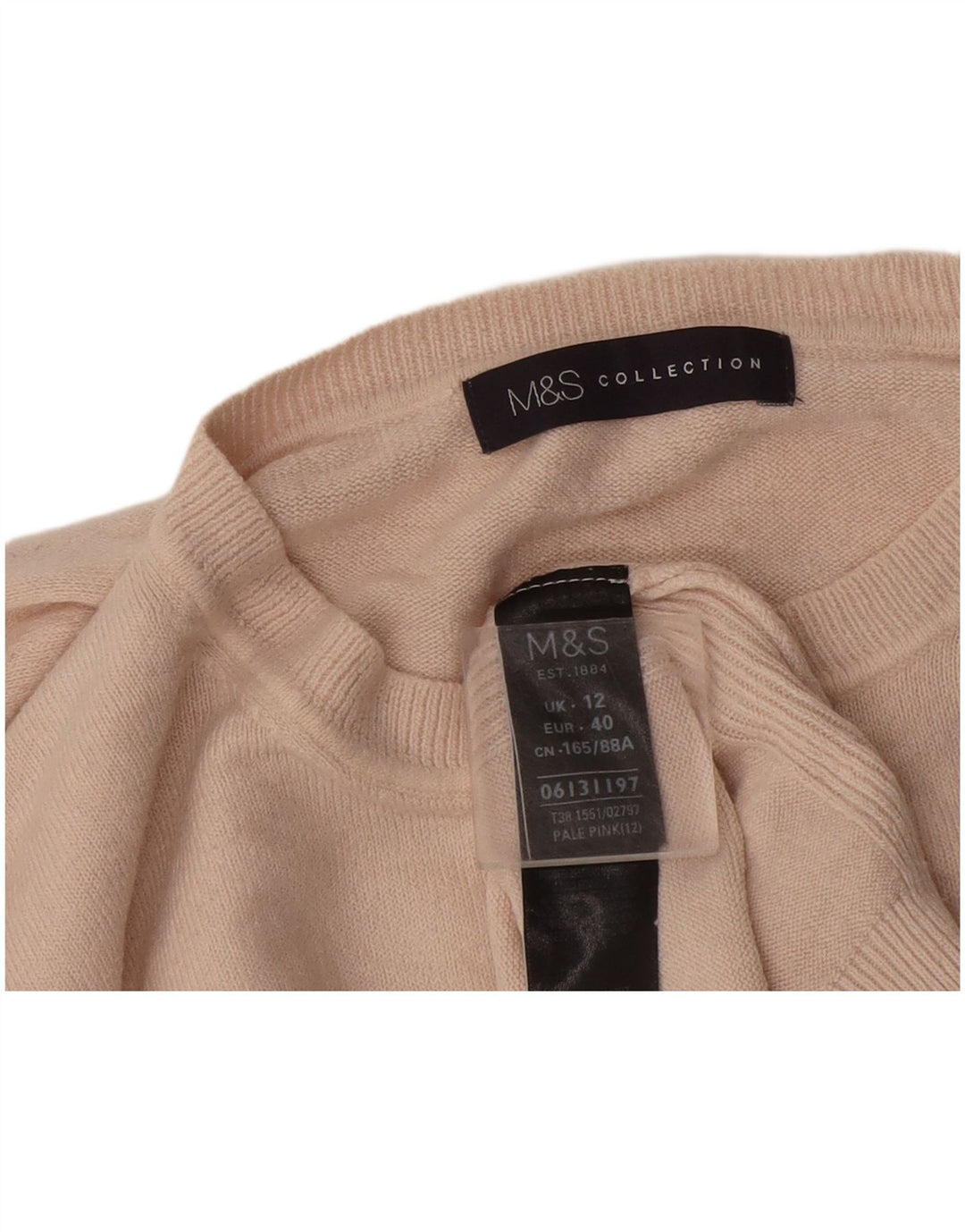 Marks & Spencer Γυναικείο πουλόβερ με λαιμόκοψη UK 12 Medium Pink Acrylic