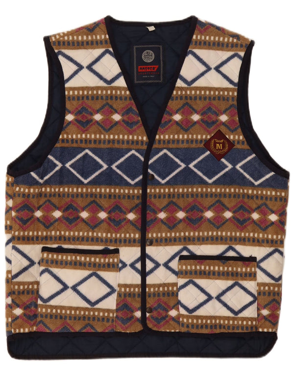 Master Mens Fleece Gilet UK 42 XL Πολύχρωμος Γεωμετρικός Πολυεστέρας