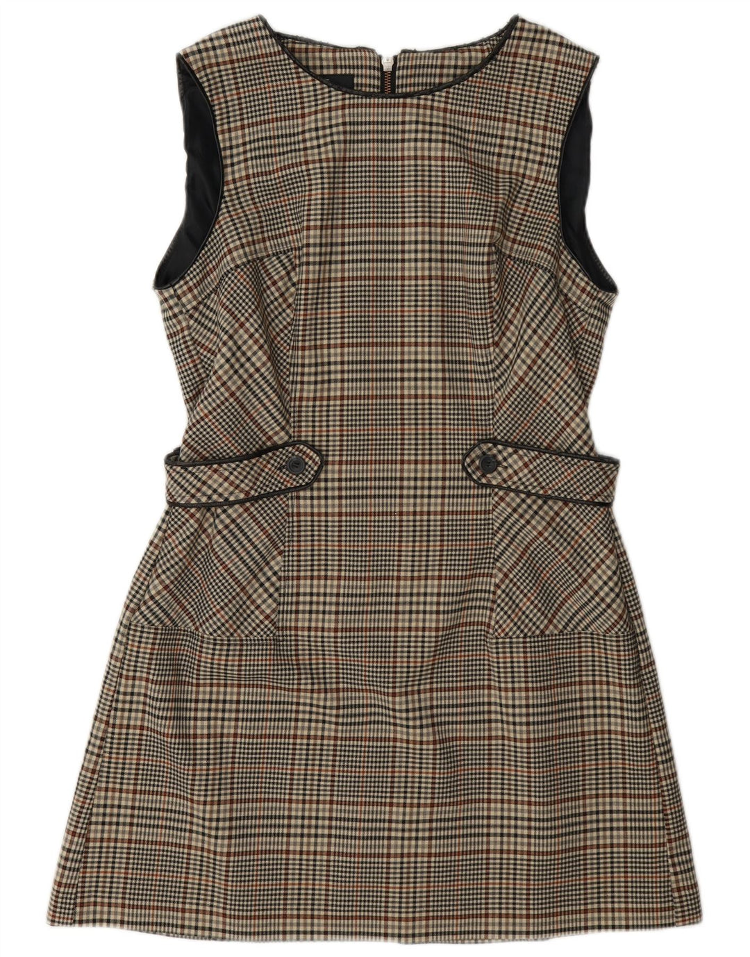 Επόμενο Γυναικείο Αμάνικο Φόρεμα A-Line UK 14 Medium Grey Houndstooth