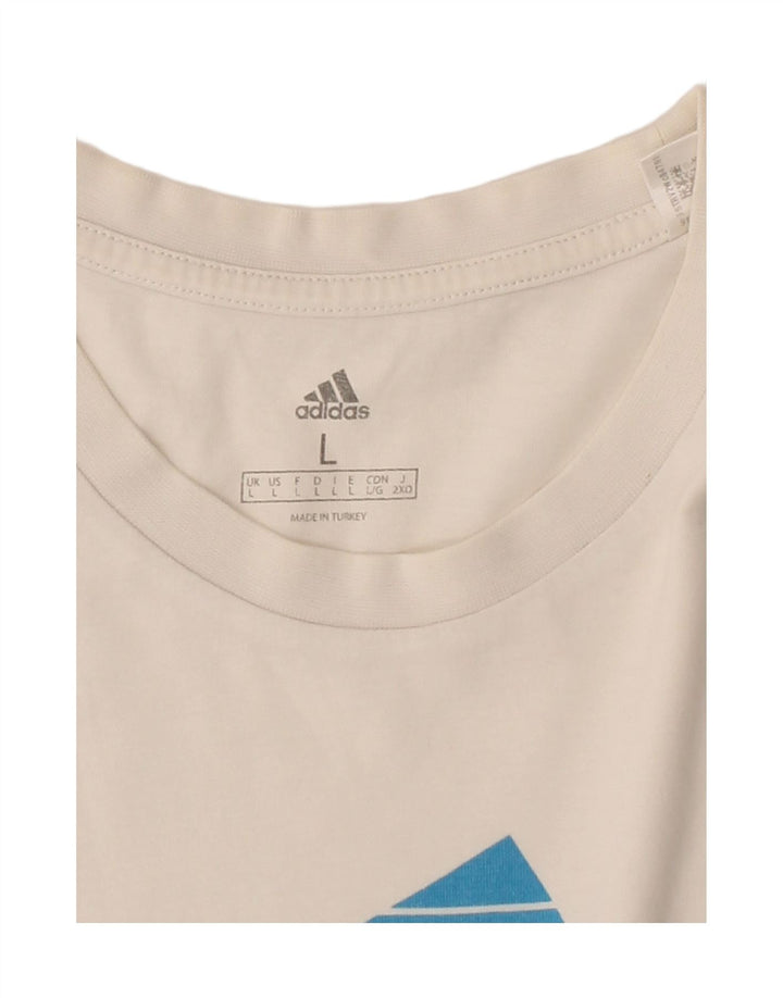 ADIDAS Mens Graphic T-Shirt Top Large White Cotton