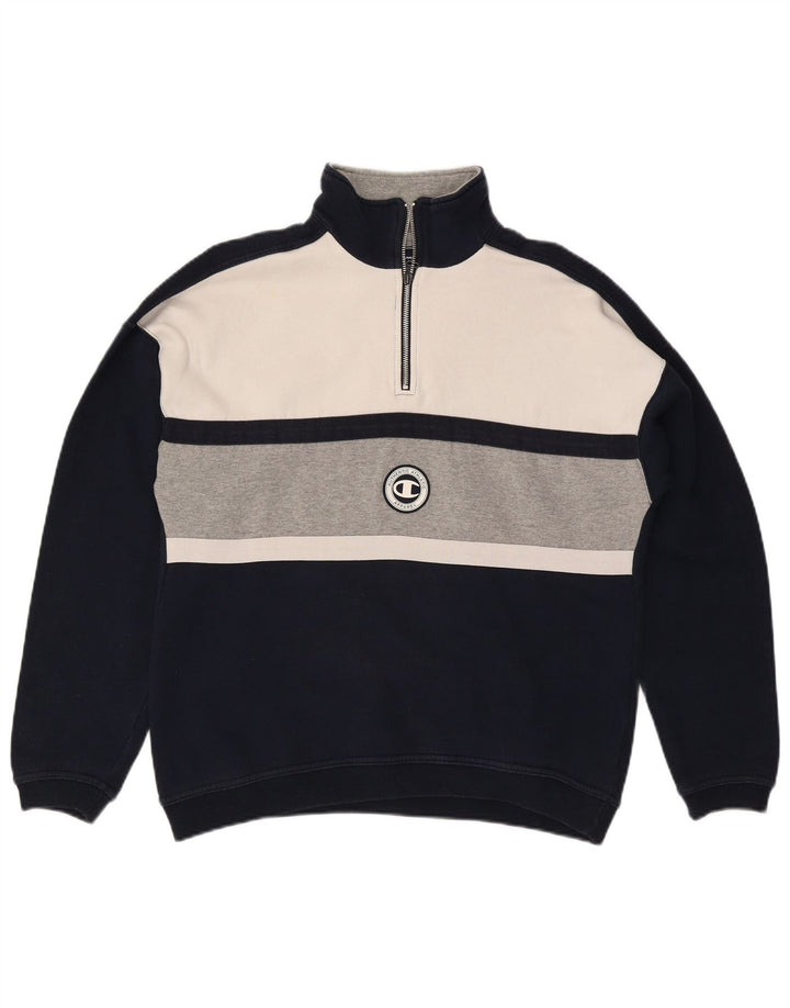 Ανδρικό φούτερ με φερμουάρ CHAMPION Jumper Medium Navy Blue Colourblock