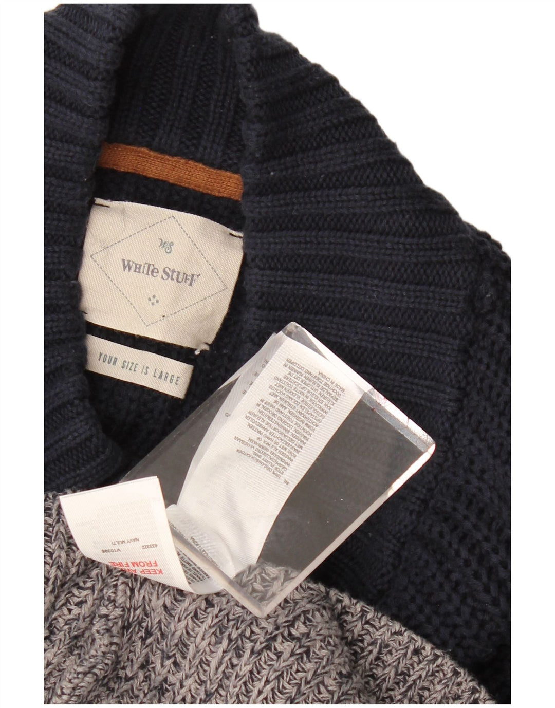 WHITE STUFF Γυναικείο πουλόβερ με λαιμό κουμπιά UK 16 Large Grey Colourblock