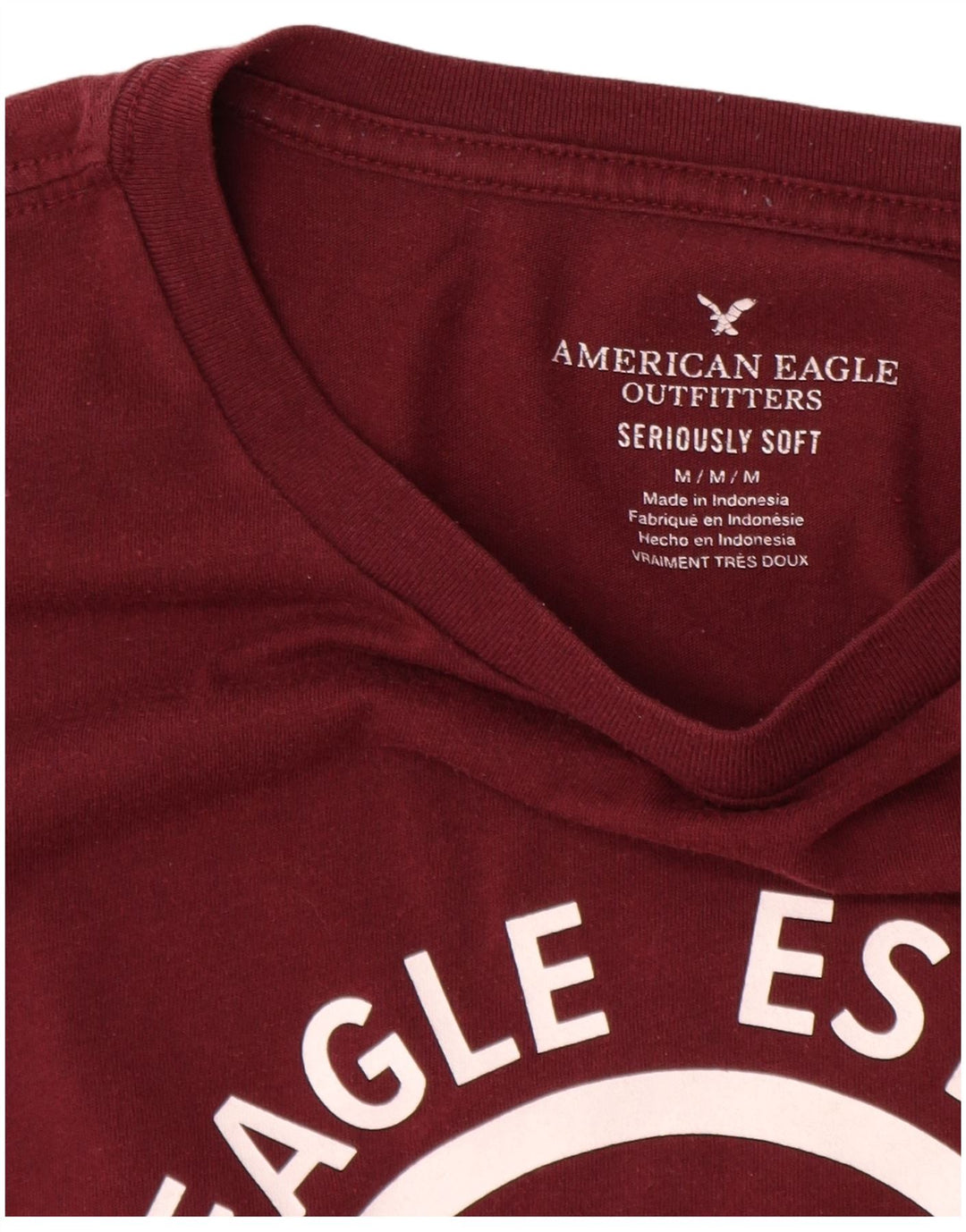 Ανδρικό γραφικό μπλουζάκι AMERICAN EAGLE Τοπ μεσαίο βαμβακερό μπορντό