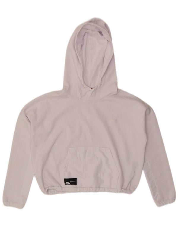 Superdry Womens Crop Oversized Hoodie Jumper UK 8 Small White Cotton