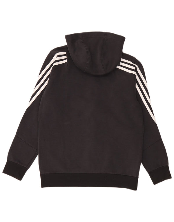 Adidas Boys Zip Hoodie πουλόβερ 13-14 ετών μαύρο βαμβακερό