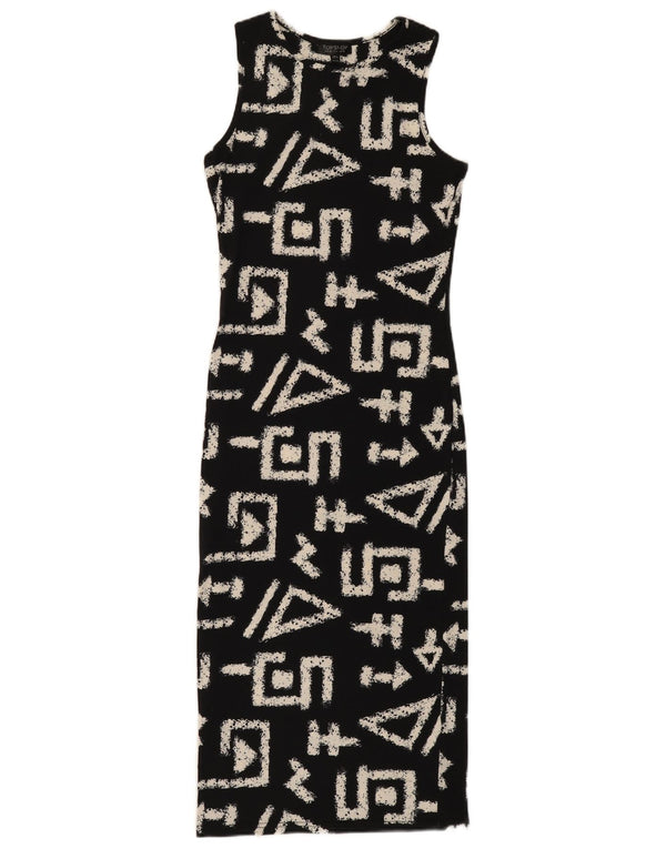 Topshop Γυναικείο Αμάνικο Bodycon Φόρεμα UK 10 Small Black Geometric