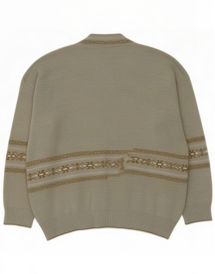 Ανδρική ζακέτα Vintage Πουλόβερ Large Grey Geometric