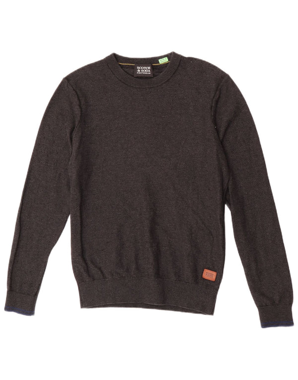 Scotch & Soda Ανδρικό πουλόβερ με λαιμόκοψη μεσαίου γκρι βαμβακερό
