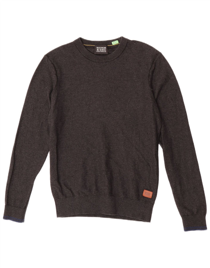 Scotch & Soda Ανδρικό πουλόβερ με λαιμόκοψη μεσαίου γκρι βαμβακερό