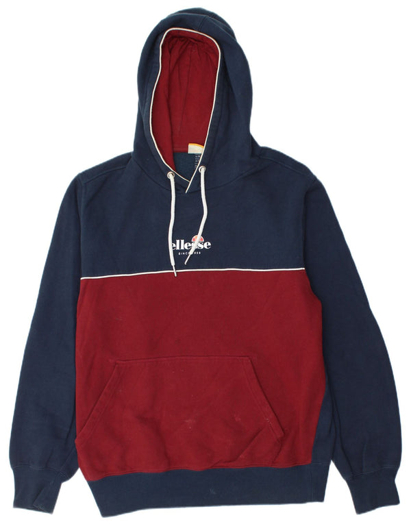 ELLESSE Boys Hoodie Jumper 15-16 Years XL Navy Blue Colorblock Βαμβακερό
