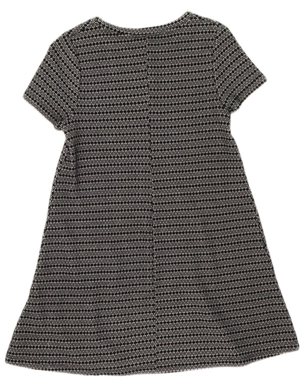 Zara Γυναικείο κοντομάνικο τουνίκ φόρεμα UK 8 Small Black Geometric