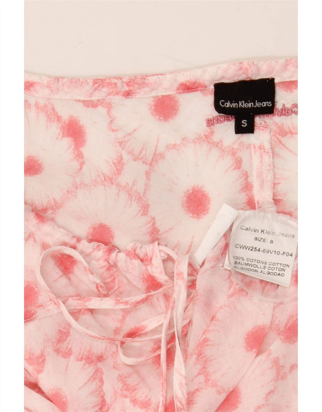 Γυναικείο φόρεμα CALVIN KLEIN Basic UK 10 Small Pink Floral Βαμβακερό