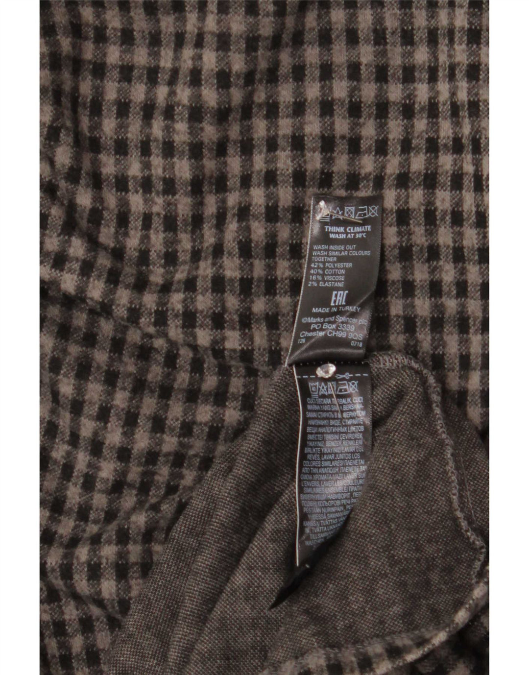 Marks & Spencer Γυναικείο φόρεμα 3/4 Sleeve Shift UK 10 Small Grey Gingham