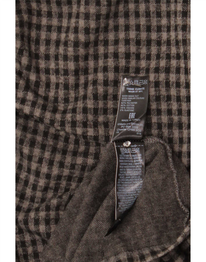 Marks & Spencer Γυναικείο φόρεμα 3/4 Sleeve Shift UK 10 Small Grey Gingham