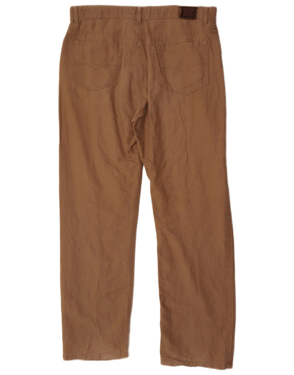 Marks & Spencer Mens Blue Harbour Straight Casual Παντελόνι W36 L31 Καφέ