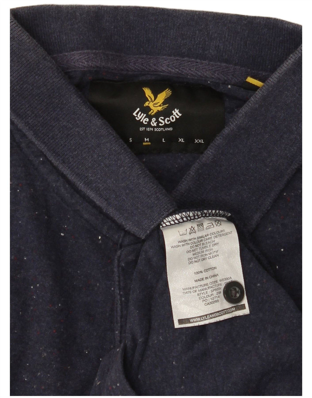 Ανδρικό μπλουζάκι πόλο LYLE & SCOTT Βαμβακερό με μεσαίο μπλε ναυτικό
