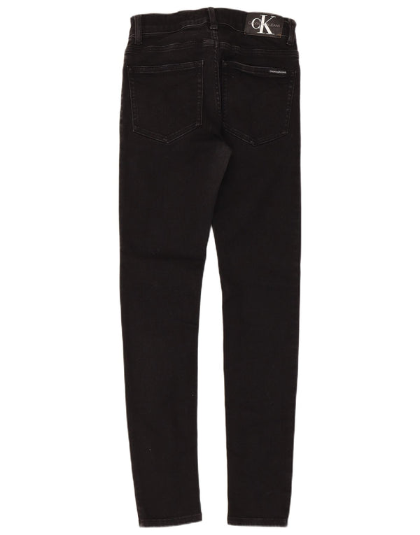 CALVIN KLEIN Boys Skinny Jeans 13-14 ετών W26 L29 Μαύρο βαμβακερό