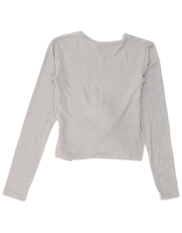 Zara Γυναικείο Crop Top Μακρυμάνικο UK 10 Small Blue